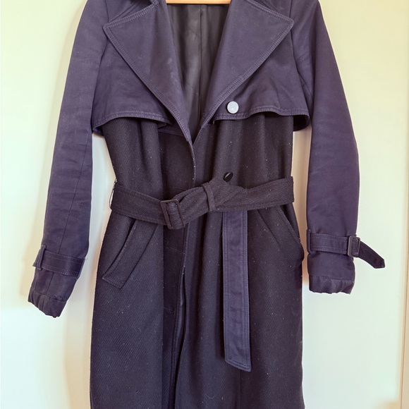 Comptoir Des Cotonniers Navy and Black Trench Coat for Winter - Picture 1 of 7